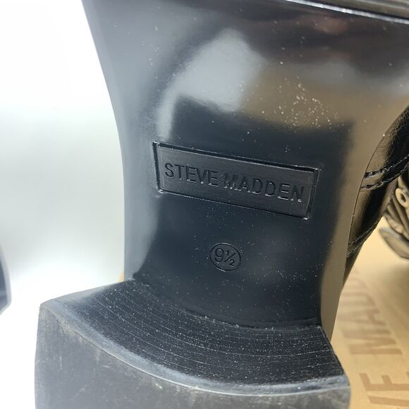 Steve Madden GATEWOOD  Boots In Black Leather Silver Buckles & Zip Women’s 9.5 - Picture 7 of 7